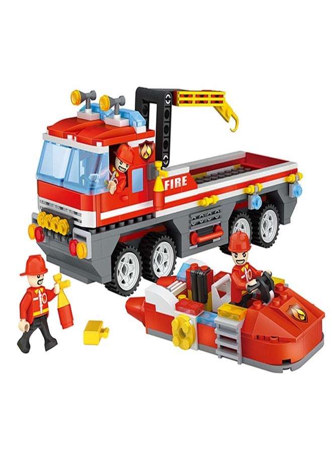 Babelly City Fire Rescue Truck & Boat Educational Building Blocks Set for Kids (354 Pieces) - Image 1